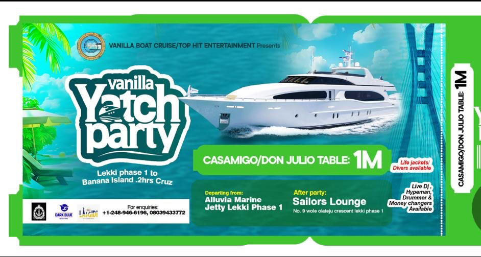 Don Julio’s and Casamigos VIP 1 mil party boat package